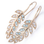 EG2220 Leaf Earrings with Blue Topaz and Zircons