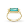 RG1871 Square Matte Gold Ring with Ocean Blue Quartz