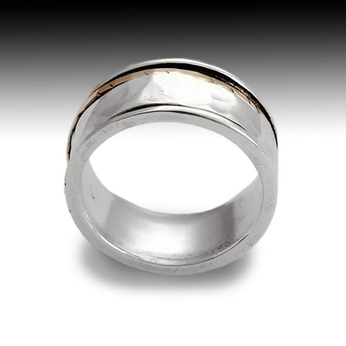 R1149F Rose gold and Silver spinner ring for men