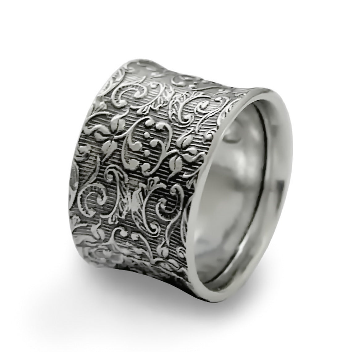 R1209S Silver flowers wedding band