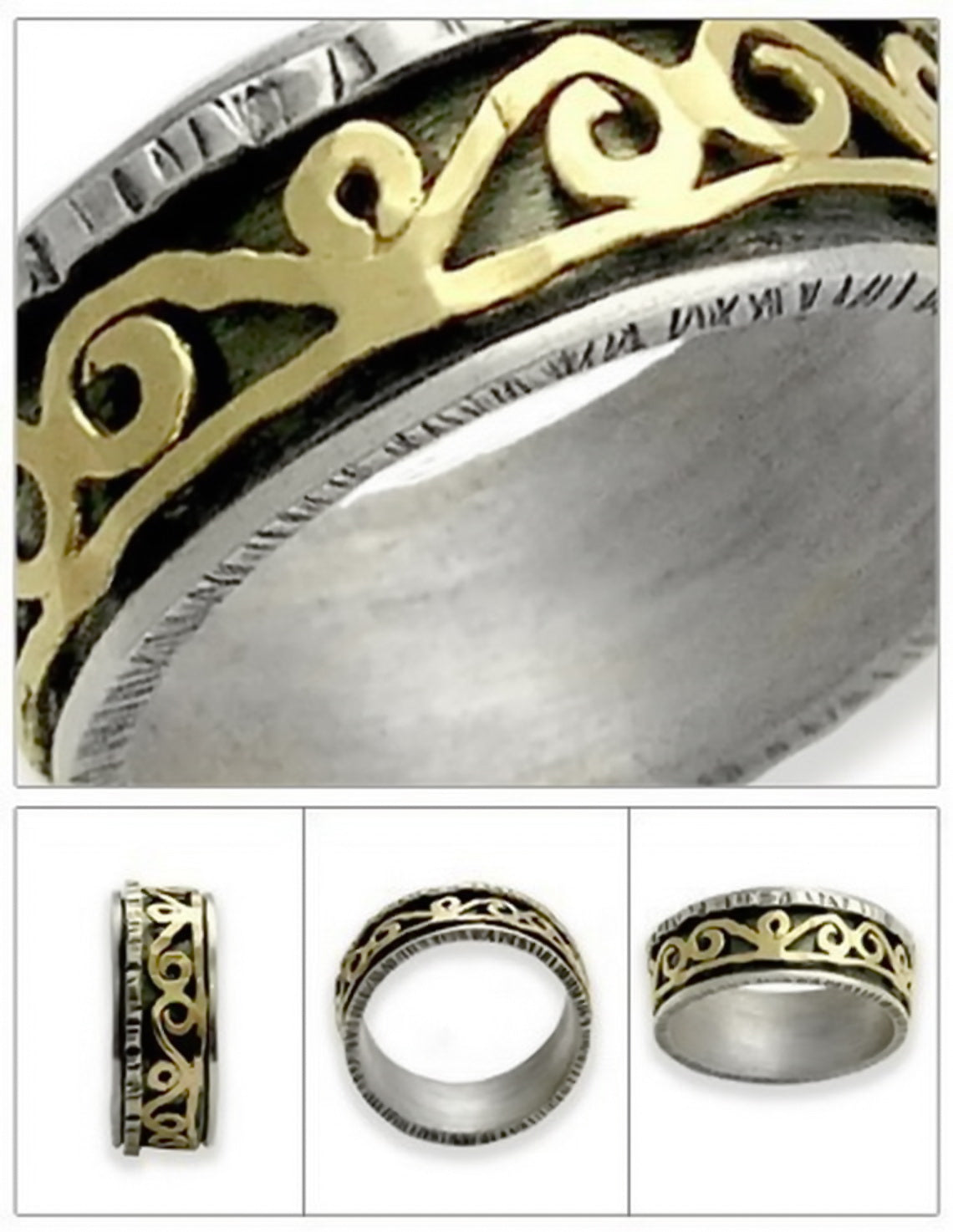 R1362 Gold spiral spinner men ring