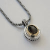 N0460X Rustic Garnet silver gold pendant necklace