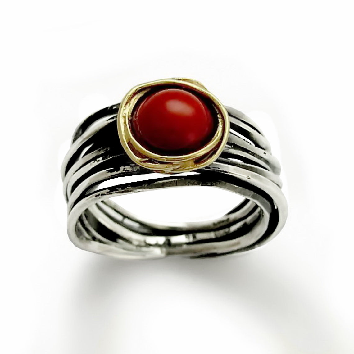 R1512BG Coral two tone wrap ring