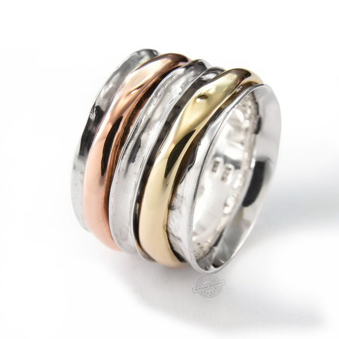 R1026C Elegant Gold and Silver Spinner Ring