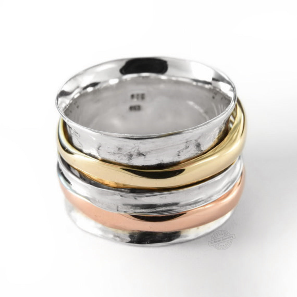 R1026C Elegant Gold and Silver Spinner Ring