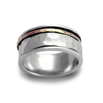 R1149F Rose gold and Silver spinner ring for men