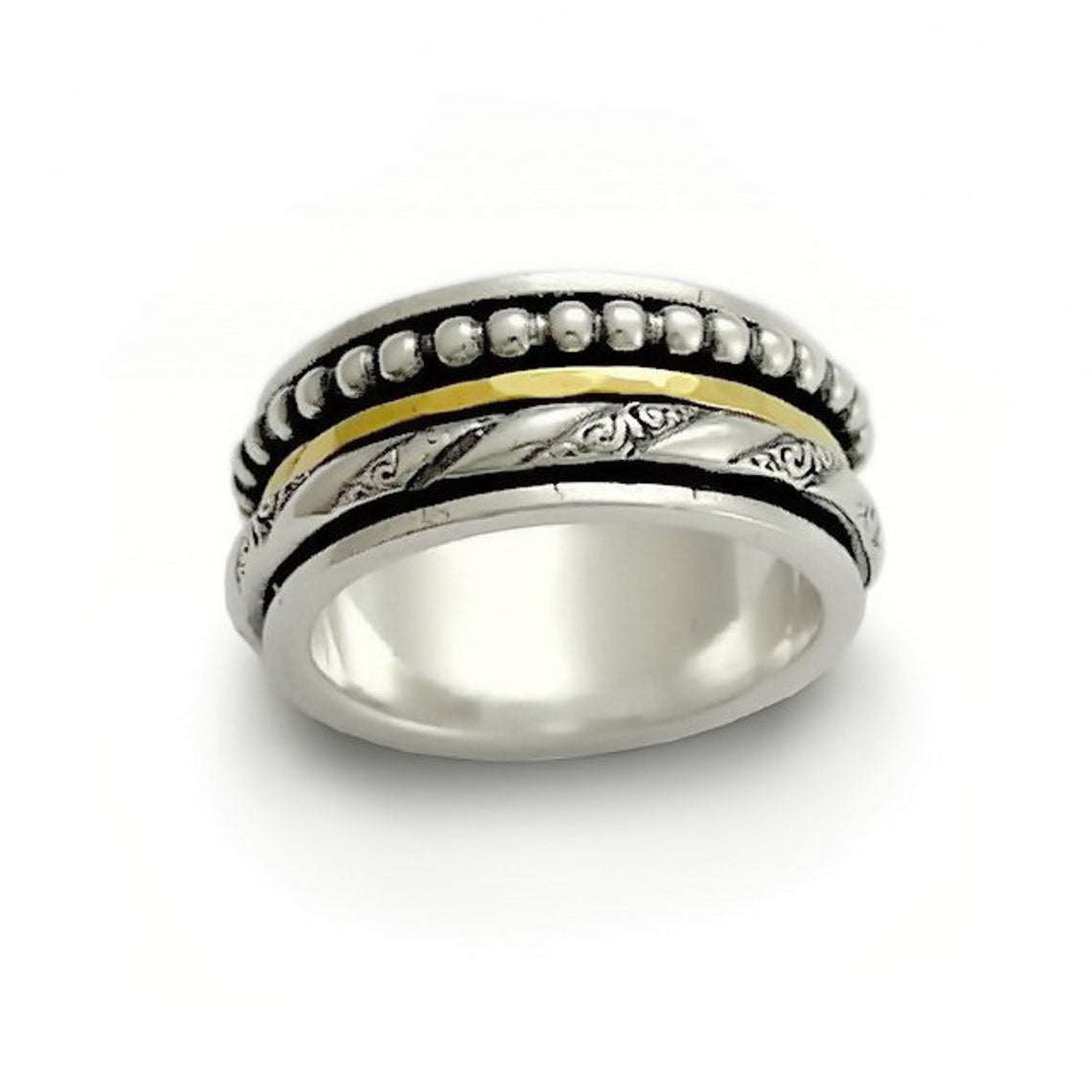 R1149C Braided two tone spinner ring