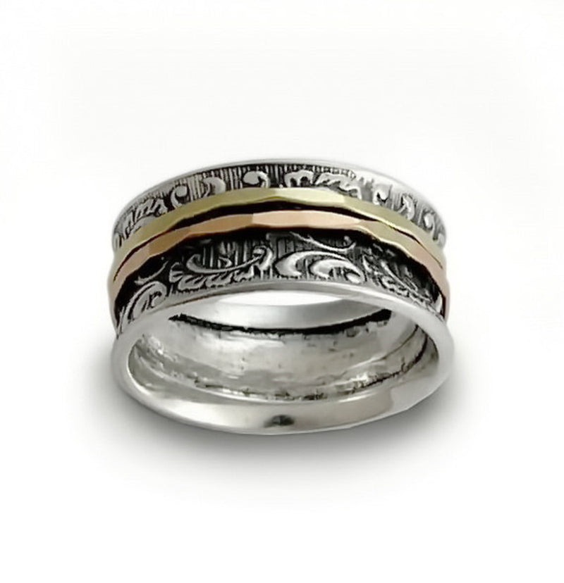 R1733A Mixed metals spinner ring for woman