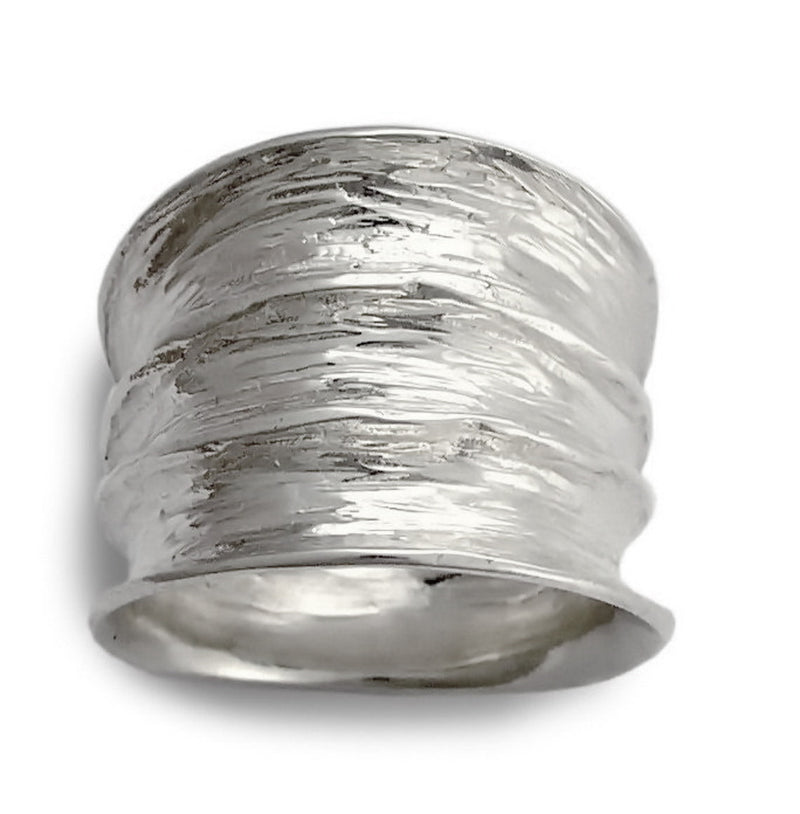 R1483 Wide Hammered silver band