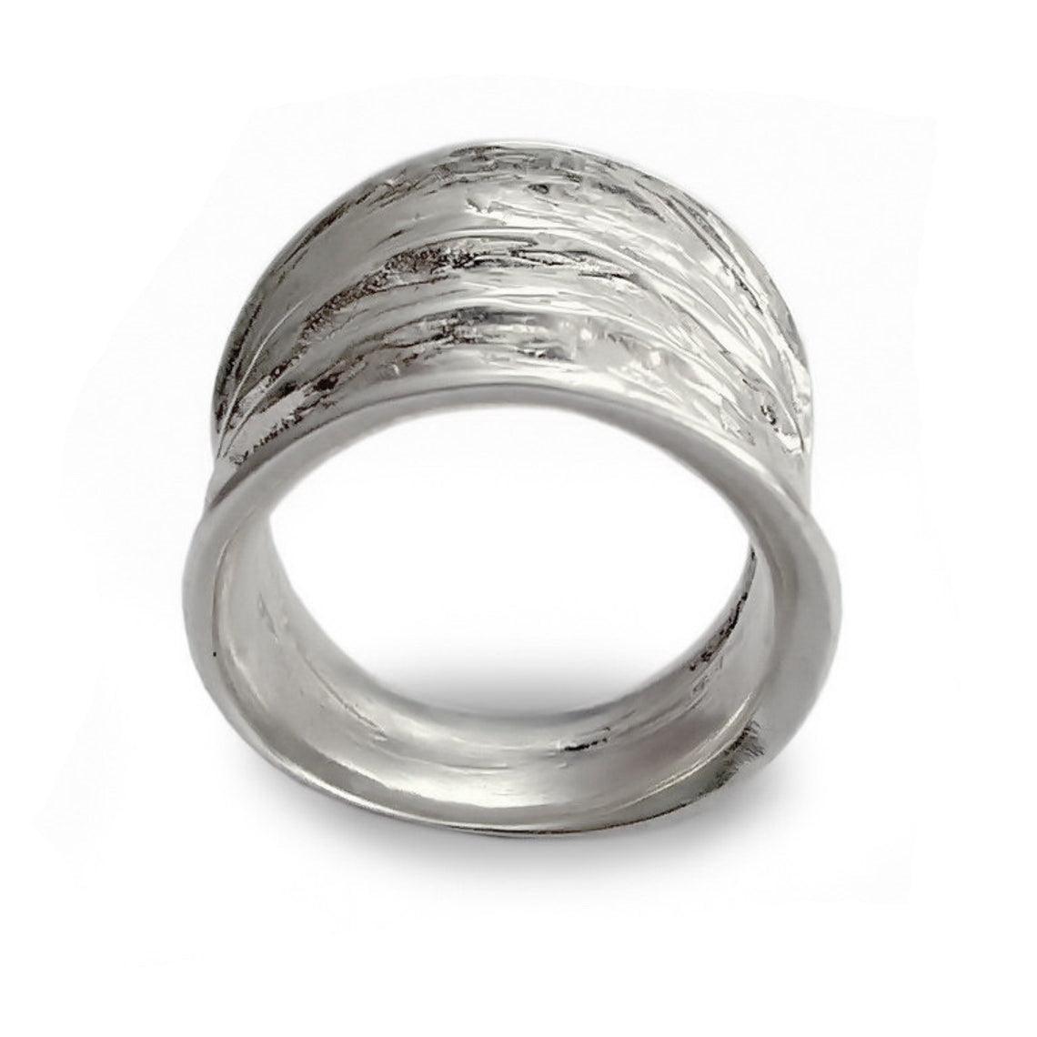 R1483 Textured Silver Raffled Ring