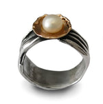 R1344G Organic Two Tone Ring with Freshwater Pearl