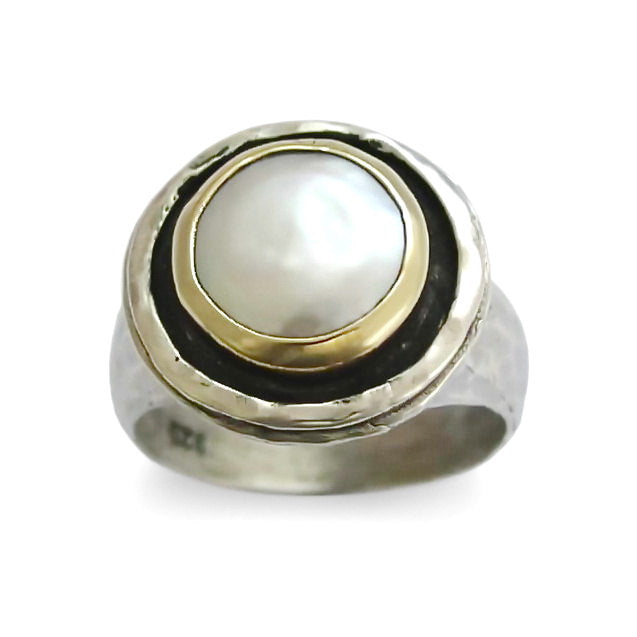 R1445C Pearl chunky silver ring