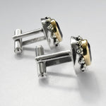 C0238 Sapphire silver and gold cufflinks
