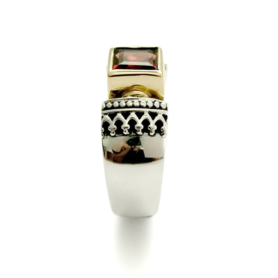 R0184 Square Garnet ethnic ring