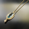 NG4740 Oval Blue Quartz Gold Necklace