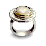 R1084FC Chunky silver and gold pearl ring