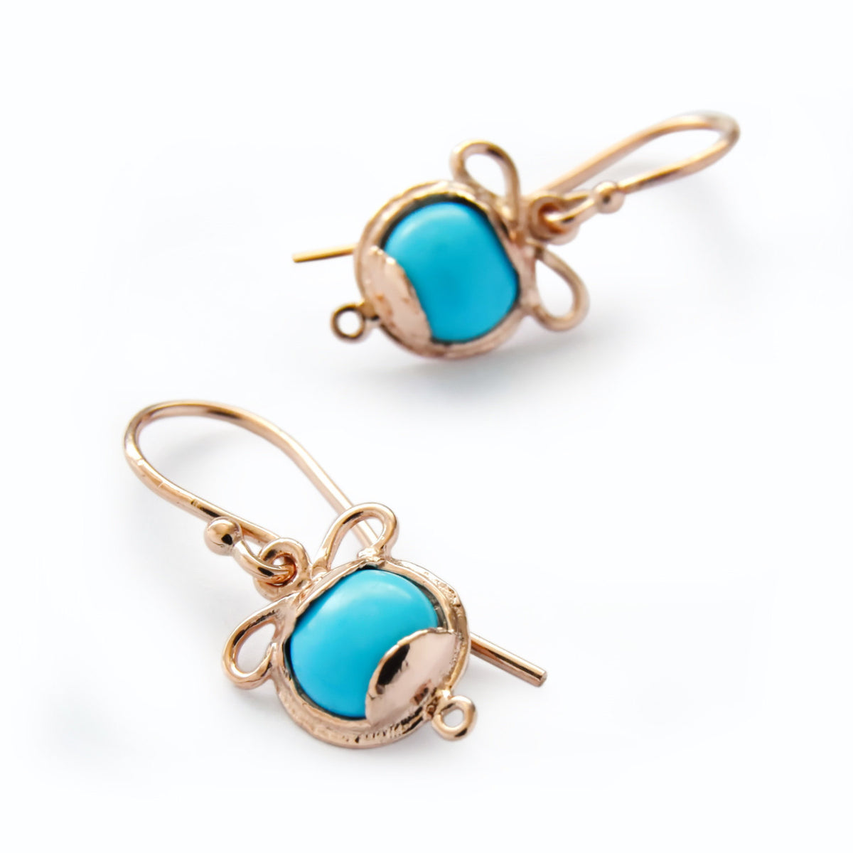 EG7810-3 Turquoise round rose gold earrings