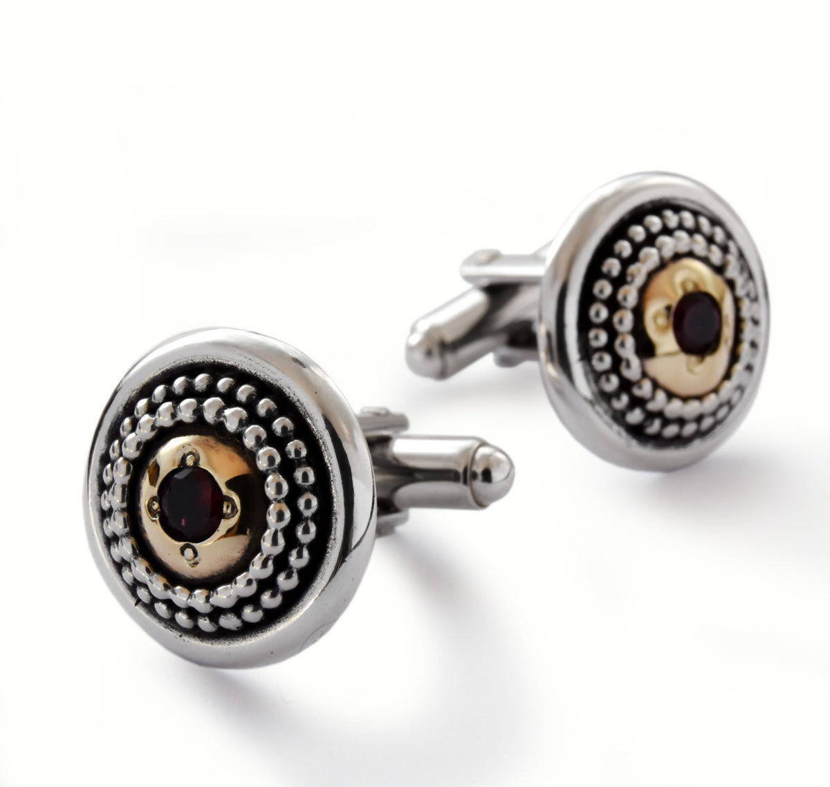 C0294X Round Garnet cufflinks