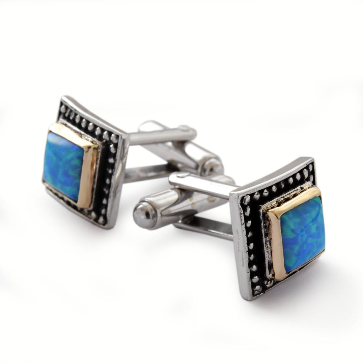 C0280X Opal Square Mixed Metals Cufflinks