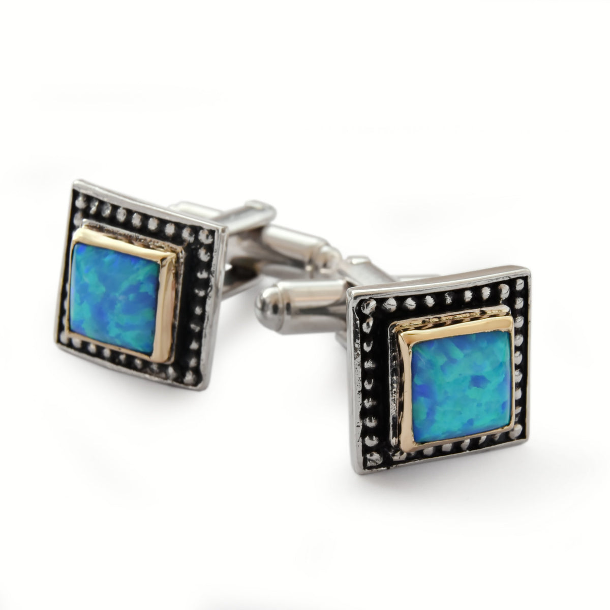 C0280X Opal Square Mixed Metals Cufflinks