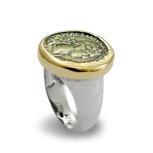 R1235MC Gold Silver Replica Coin Ring