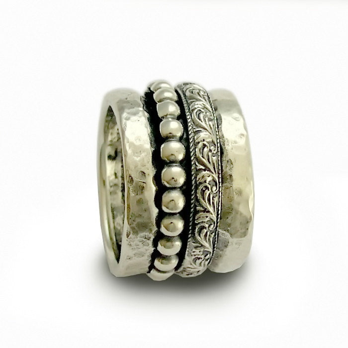 R1740B Organic Oxidized Silver spinner band