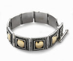 B0629 wide silver gold dotted barcelet