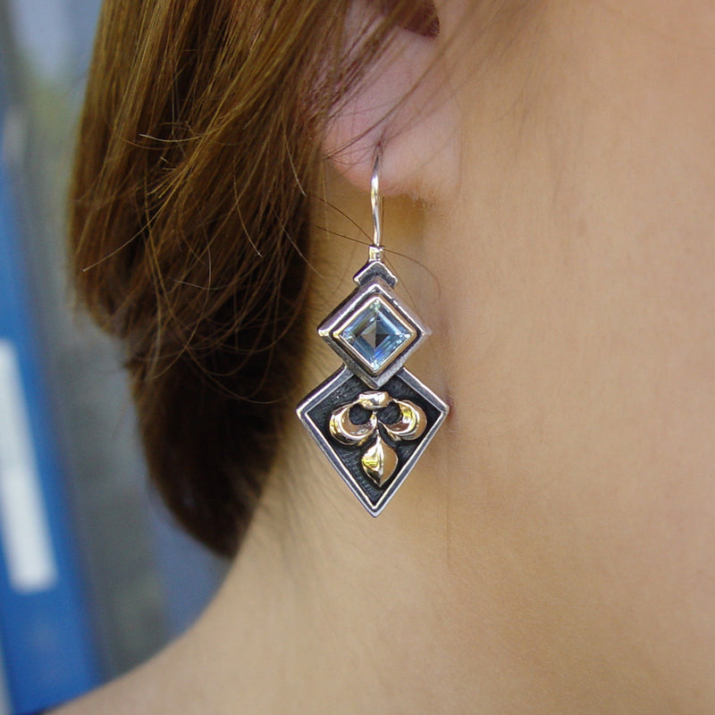 E0312 Celtic Topaz silver earrings
