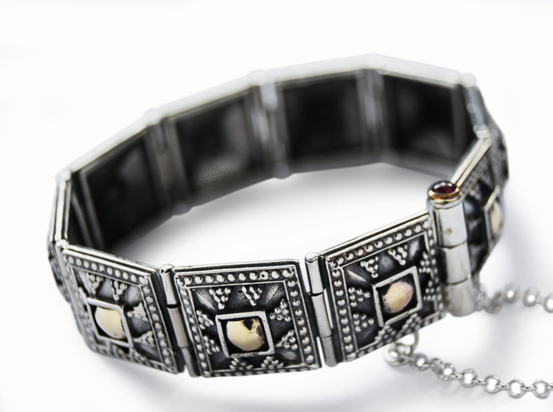 B0640 Ethnic mixed metals bracelet