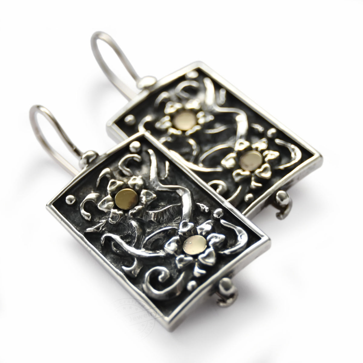 E0282 Filigree two tone earrings