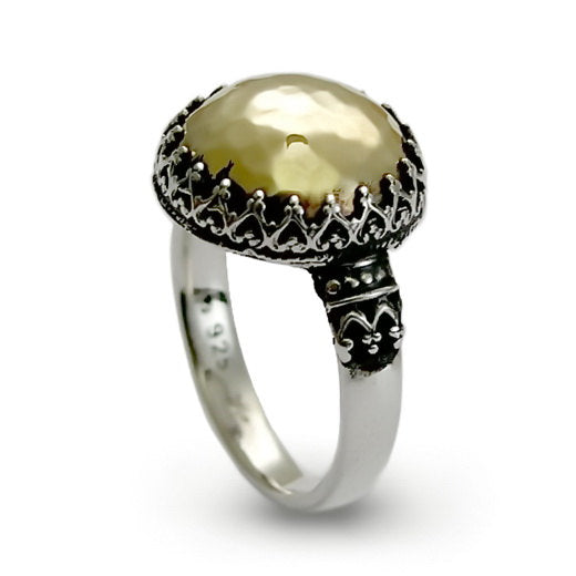 R1582 Silver and Gold crown ring