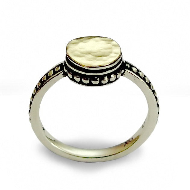 R0154 Hammered gold and silver ring