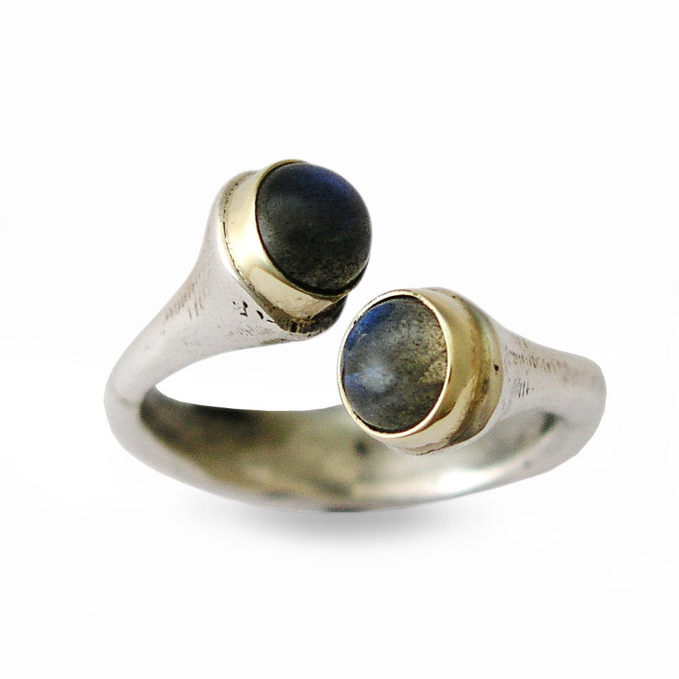 R1403C Green Labradorite open ring