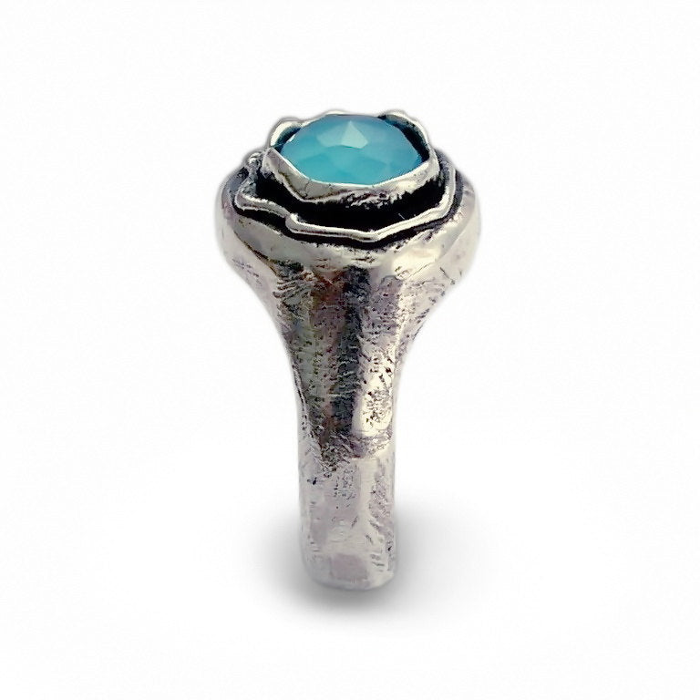 R1476-A Ocean Quartz sculpture ring