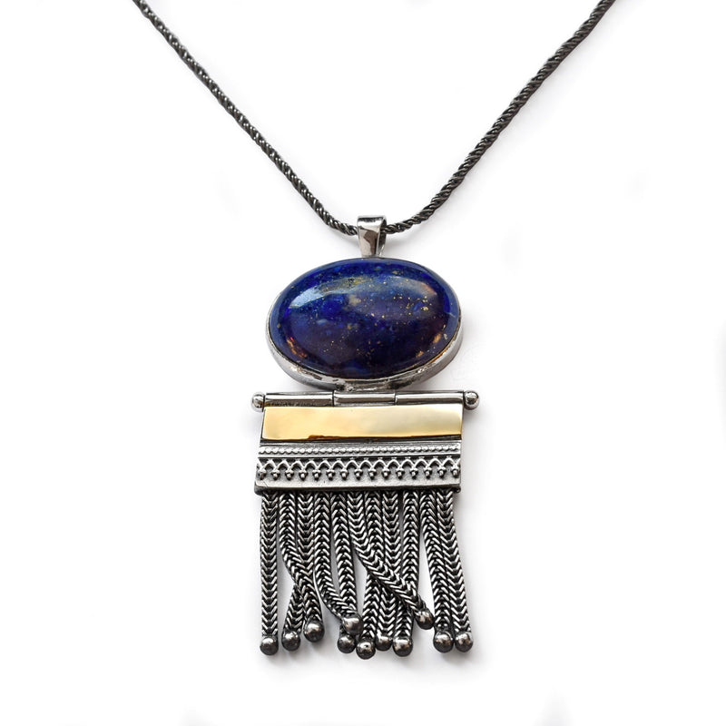 N0405 Lapis Lazoli Tassel necklace