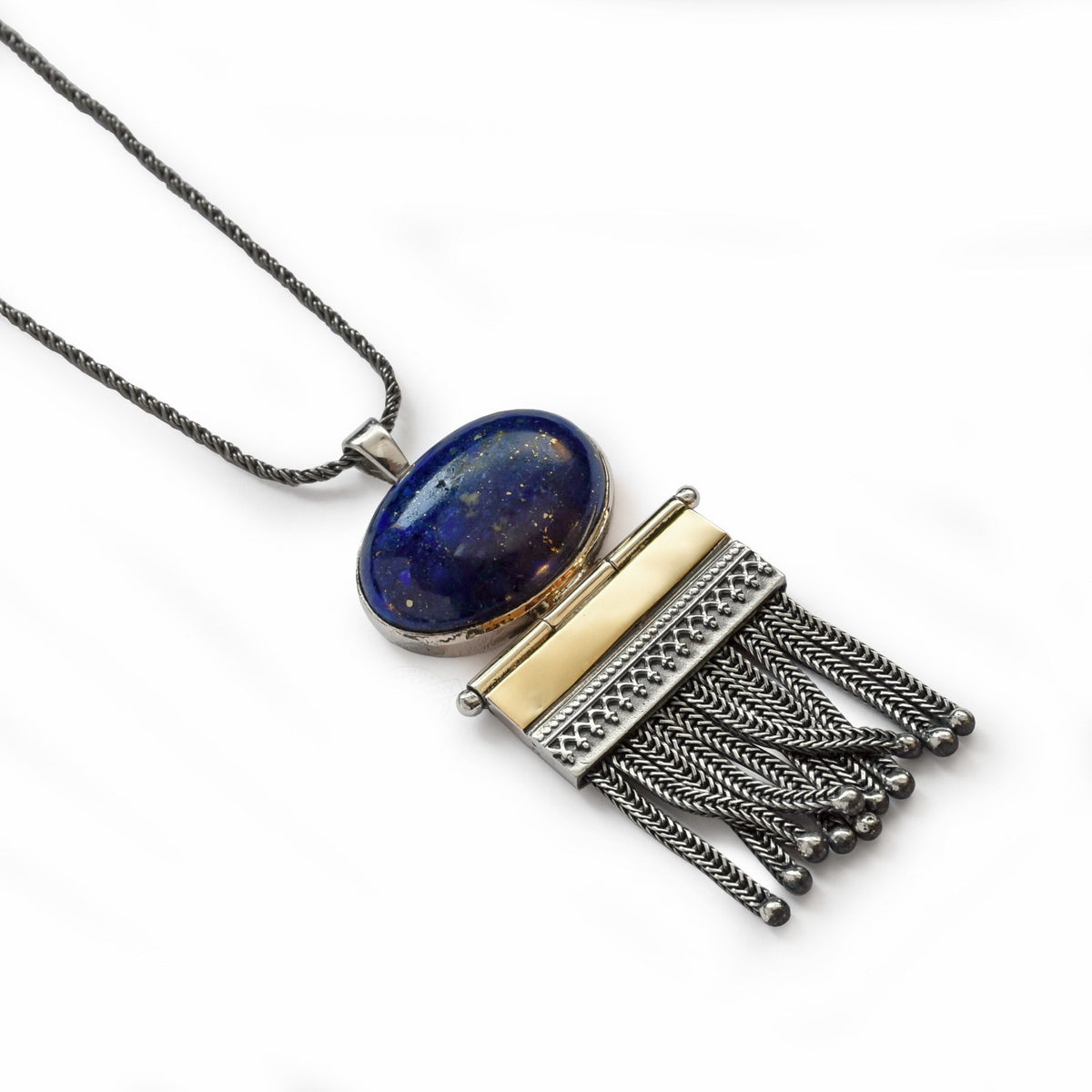 N0405 Lapis Lazoli Tassel necklace