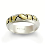R0193 Wide Silver Band with Gold Stripes