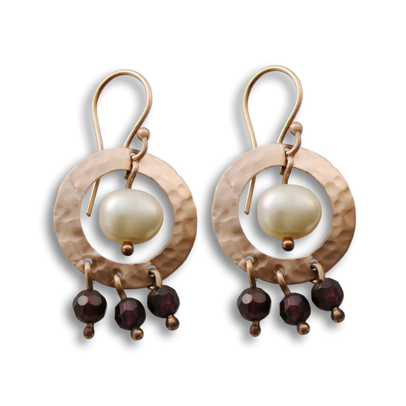 EG2033A Rose gold gemstones circle earrings