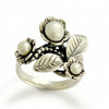 R1696 Silver flowers ring with Pearls