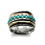 R1075L-1 Two tone Turquoise Bohemian Ring