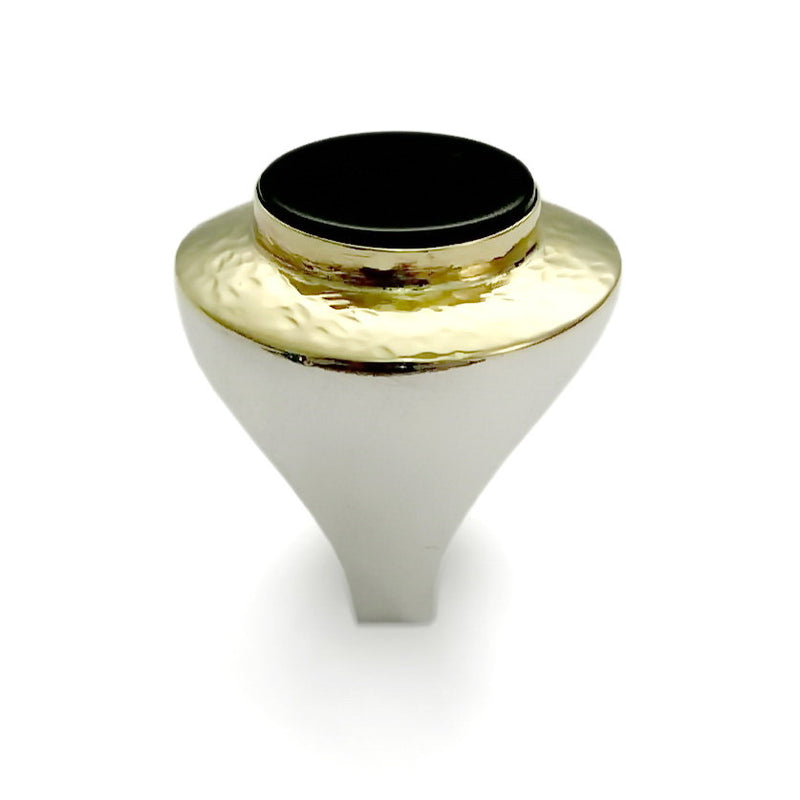 R1110R-1 Modern Onyx silver and gold ring