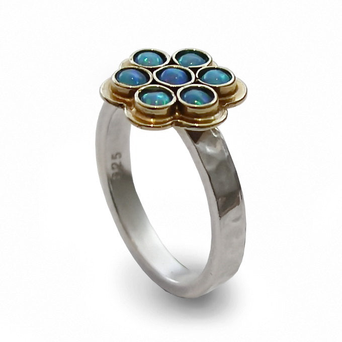 R1320 Moroccan Flower Ring with Opals