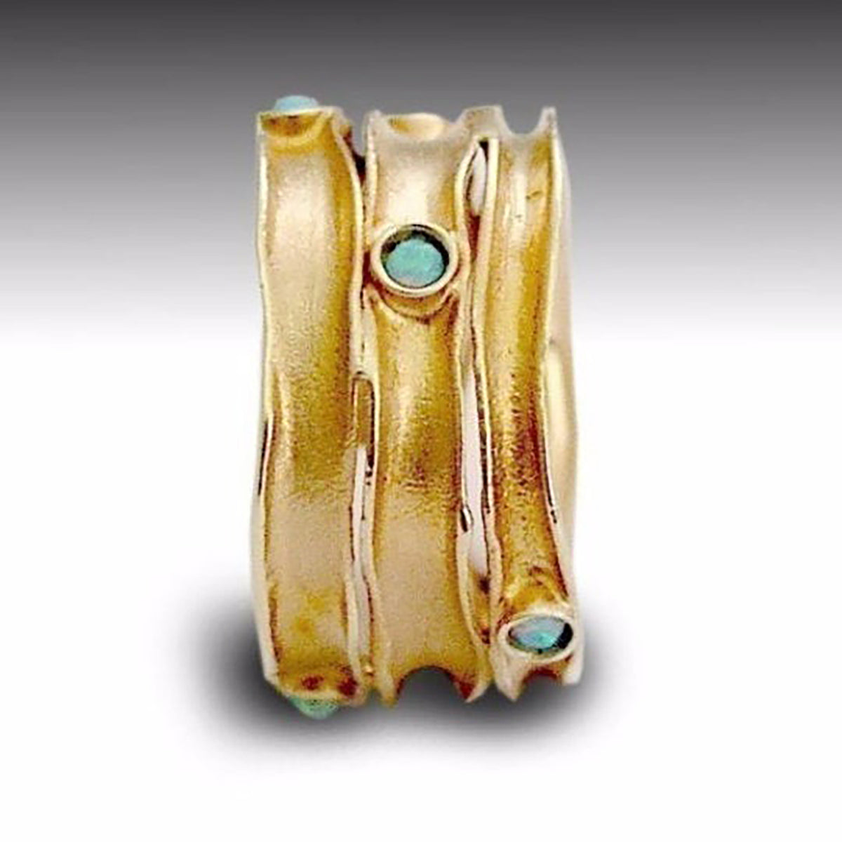 RG1020S Gold stripes band with Opals