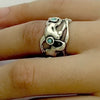R1590B Sculpture silver band with Opals