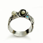 R1700 Flowers silver band with Pearls and Opal