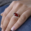 R1796 Chunky Silver Ring with Oval Carnelian