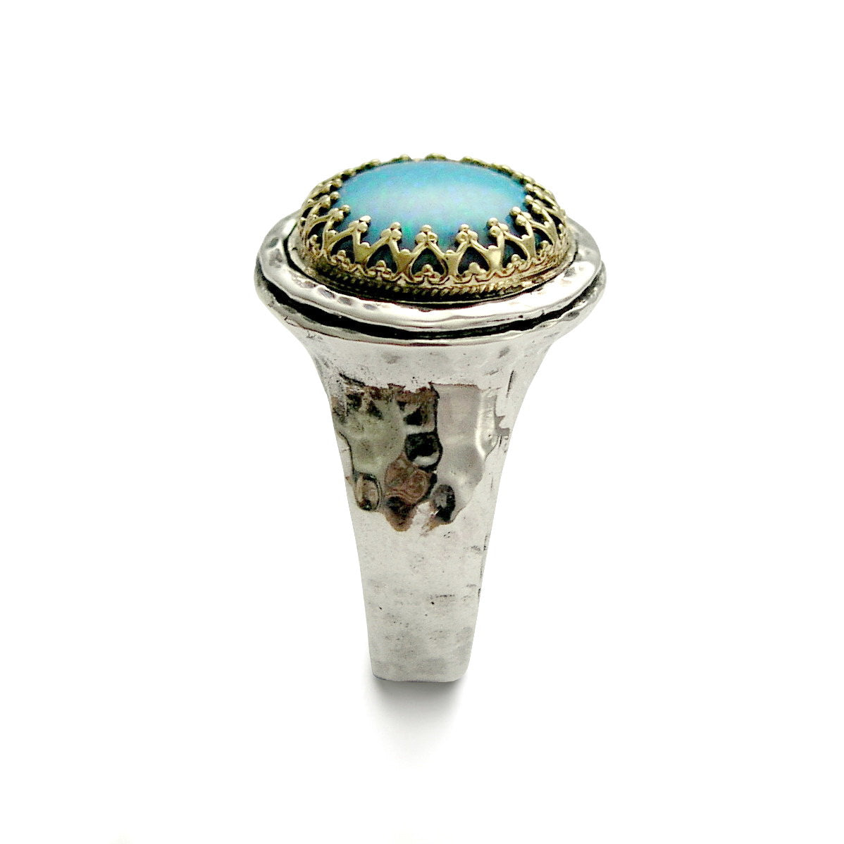 R1424C Opal chunky crown ring