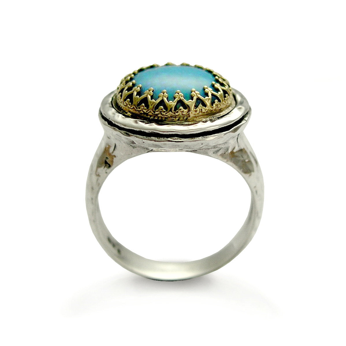 R1424C Opal chunky crown ring