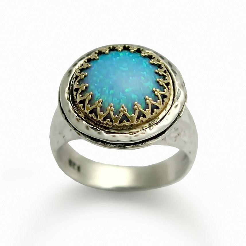 R1424C Opal chunky crown ring