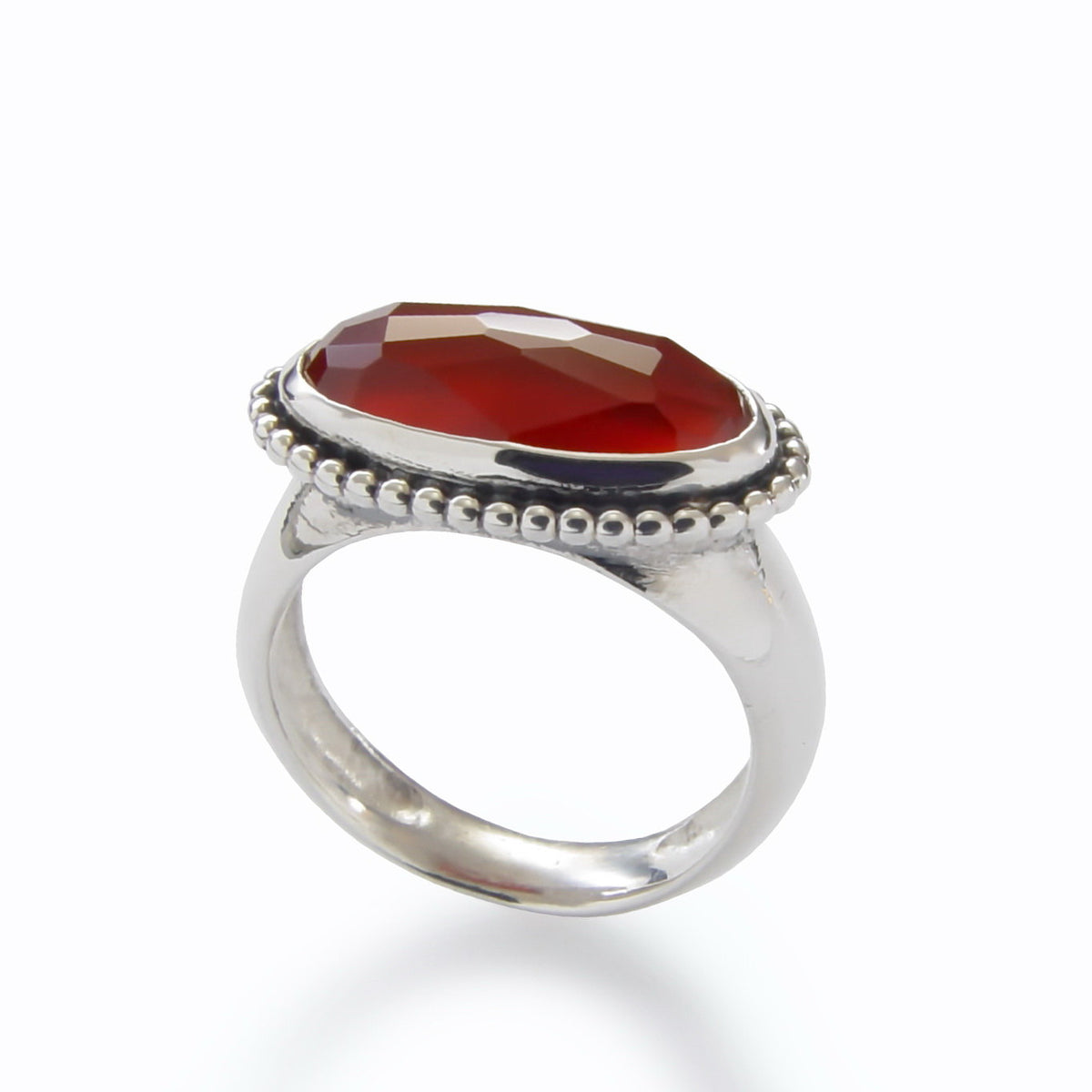 R1796 Chunky Silver Ring with Oval Carnelian